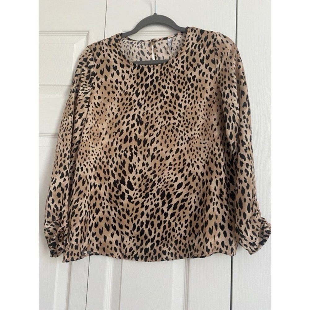 Mango Tan and Black Animal Print Blouse